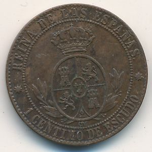 Spain, 1 centimo, 1866–1868