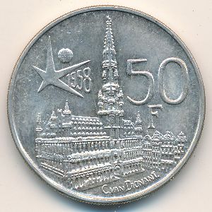 Belgium, 50 francs, 1958