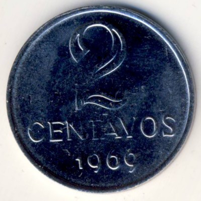 Brazil, 2 centavos, 1969–1975