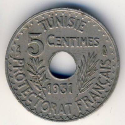 Tunis, 5 centimes, 1931–1938