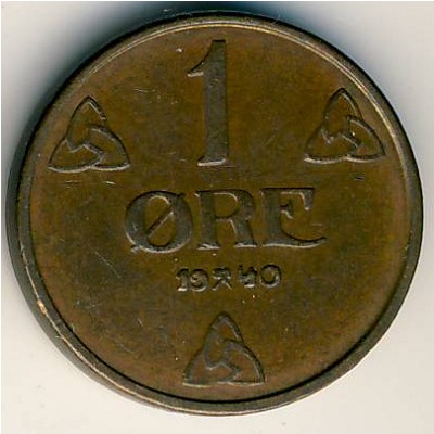 Norway, 1 ore, 1908–1952