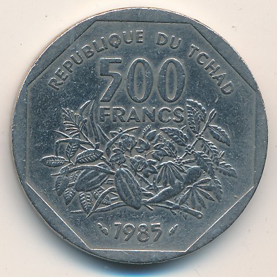 Chad, 500 francs, 1985