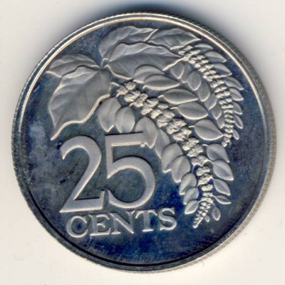 Trinidad & Tobago, 25 cents, 1974–1976