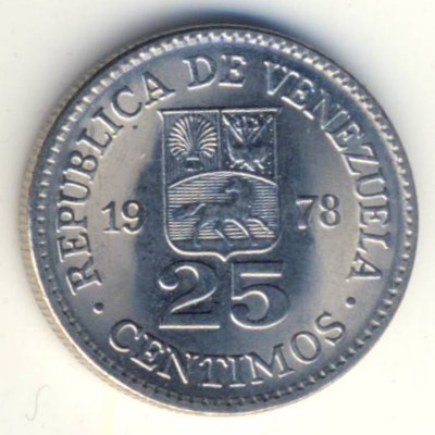 Venezuela, 25 centimos, 1977–1987