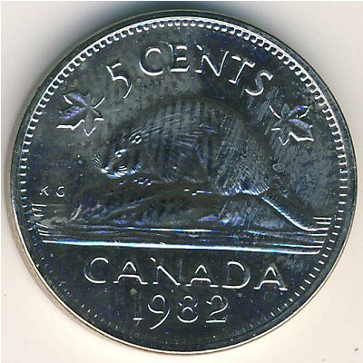 Canada, 5 cents, 1982–1989