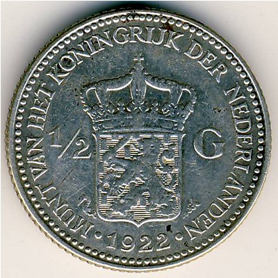 Netherlands, 1/2 gulden, 1921–1930