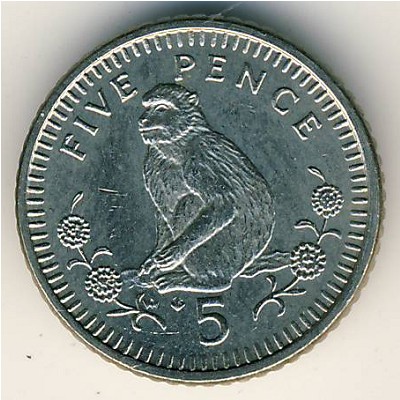 Gibraltar, 5 pence, 1990–1997