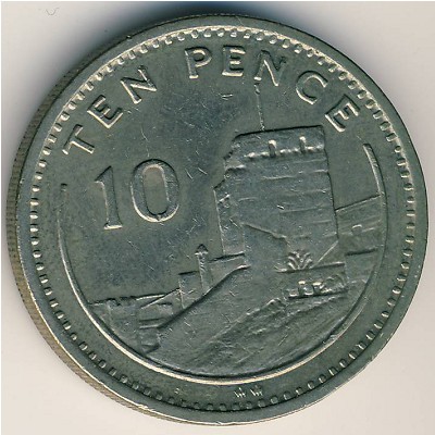 Gibraltar, 10 pence, 1988–1991