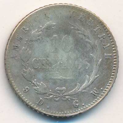 Costa Rica, 10 centavos, 1886–1887