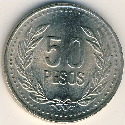 Colombia, 50 pesos, 1990–2011