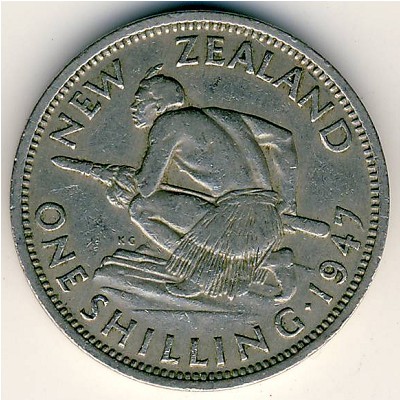 New Zealand, 1 shilling, 1947