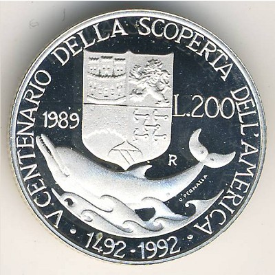Italy, 200 lire, 1989