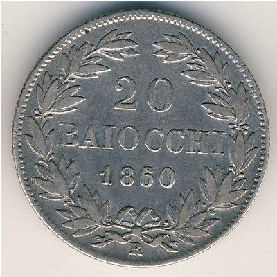 Папская область, 20 байоччо (1858–1866 г.)