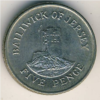 Джерси, 5 пенсов (1990–1997 г.)