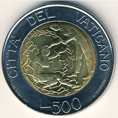 Vatican City, 500 lire, 1997