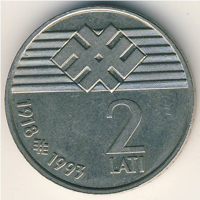 Латвия, 2 лата (1993 г.)