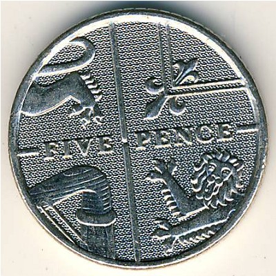 Great Britain, 5 pence, 2008–2010