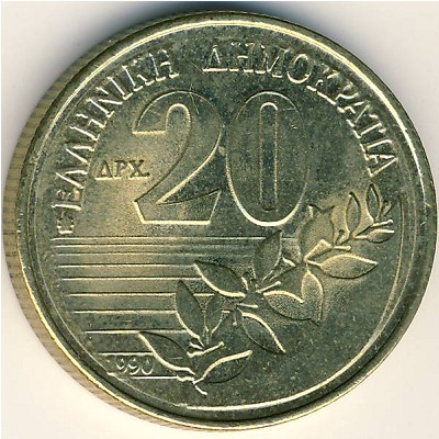 Greece, 20 drachmai(es), 1990–2000