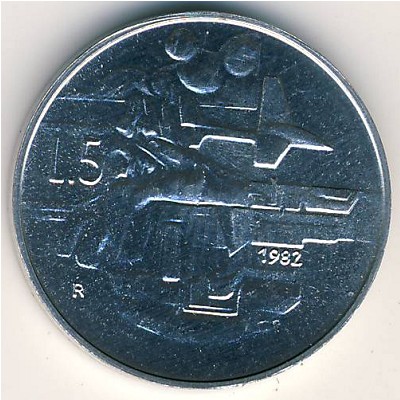 San Marino, 5 lire, 1982
