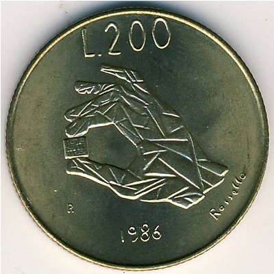 San Marino, 200 lire, 1986