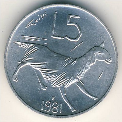 San Marino, 5 lire, 1981