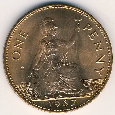 Великобритания, 1 пенни (1954–1970 г.)