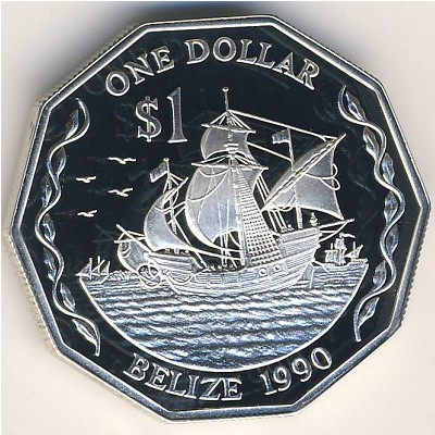 Belize, 1 dollar, 1990
