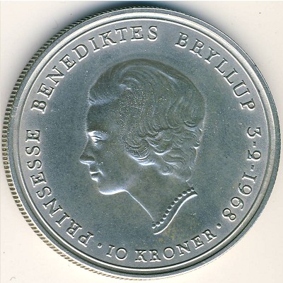 Denmark, 10 kroner, 1968