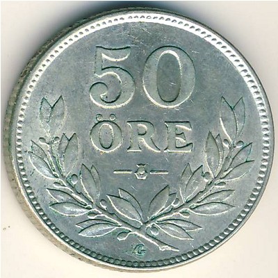 Sweden, 50 ore, 1911–1939
