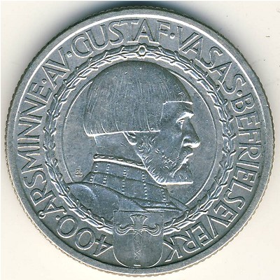 Sweden, 2 kronor, 1921