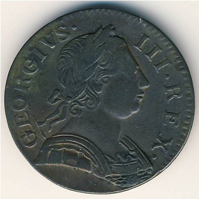 Великобритания, 1/2 пенни (1770–1775 г.)