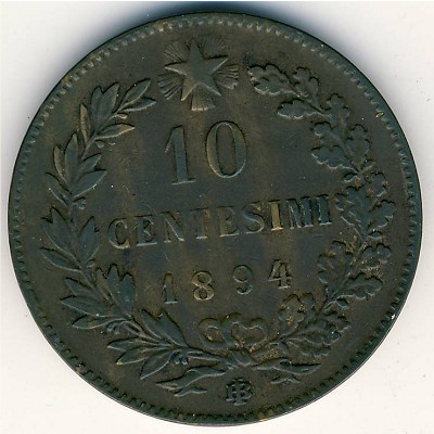 Italy, 10 centesimi, 1893–1894