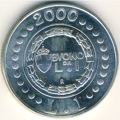 Italy, 1 lira, 2000