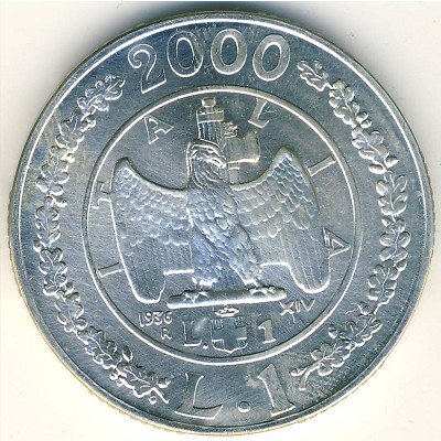 Italy, 1 lira, 2000