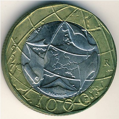 Italy, 1000 lire, 1997