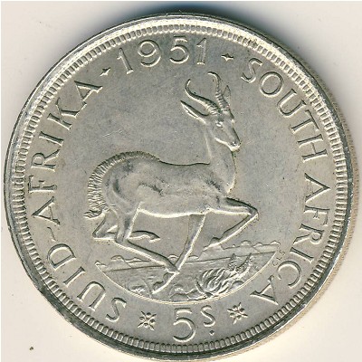 South Africa, 5 shillings, 1951