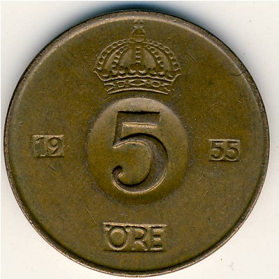 Sweden, 5 ore, 1952–1971