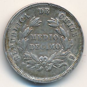 Chile, 1/2 decimo, 1867–1881