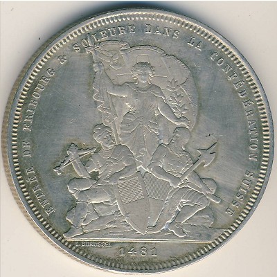 Switzerland., 5 francs, 1881