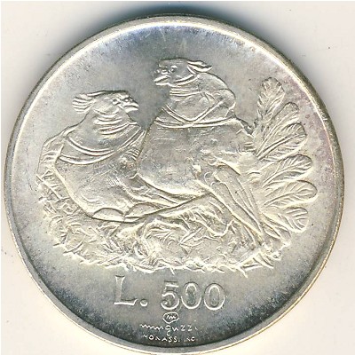 San Marino, 500 lire, 1974