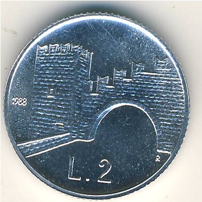 Сан-Марино, 2 лиры (1988 г.)