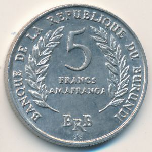 Burundi, 5 francs, 1968–1971