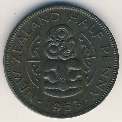 Новая Зеландия, 1/2 пенни (1953–1955 г.)