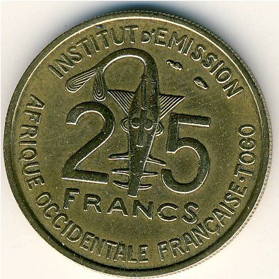 French West Africa, 25 francs, 1957