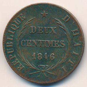 Haiti, 2 centimes, 1846