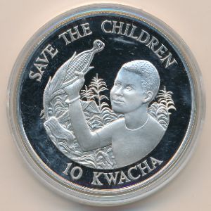 Zambia, 10 kwacha, 1989