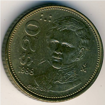 Mexico, 20 pesos, 1985–1990
