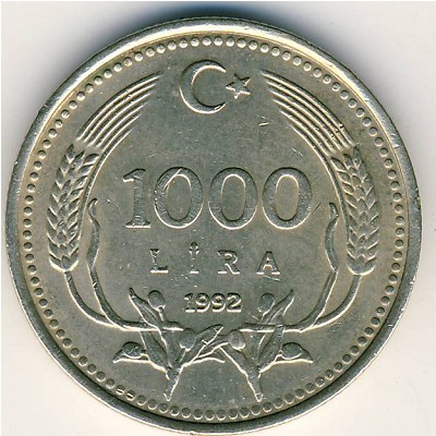 Turkey, 1000 lira, 1990–1994
