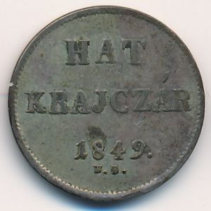 Hungary, 6 krajczar, 1849