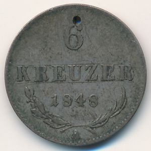 Austria, 6 kreuzer, 1848